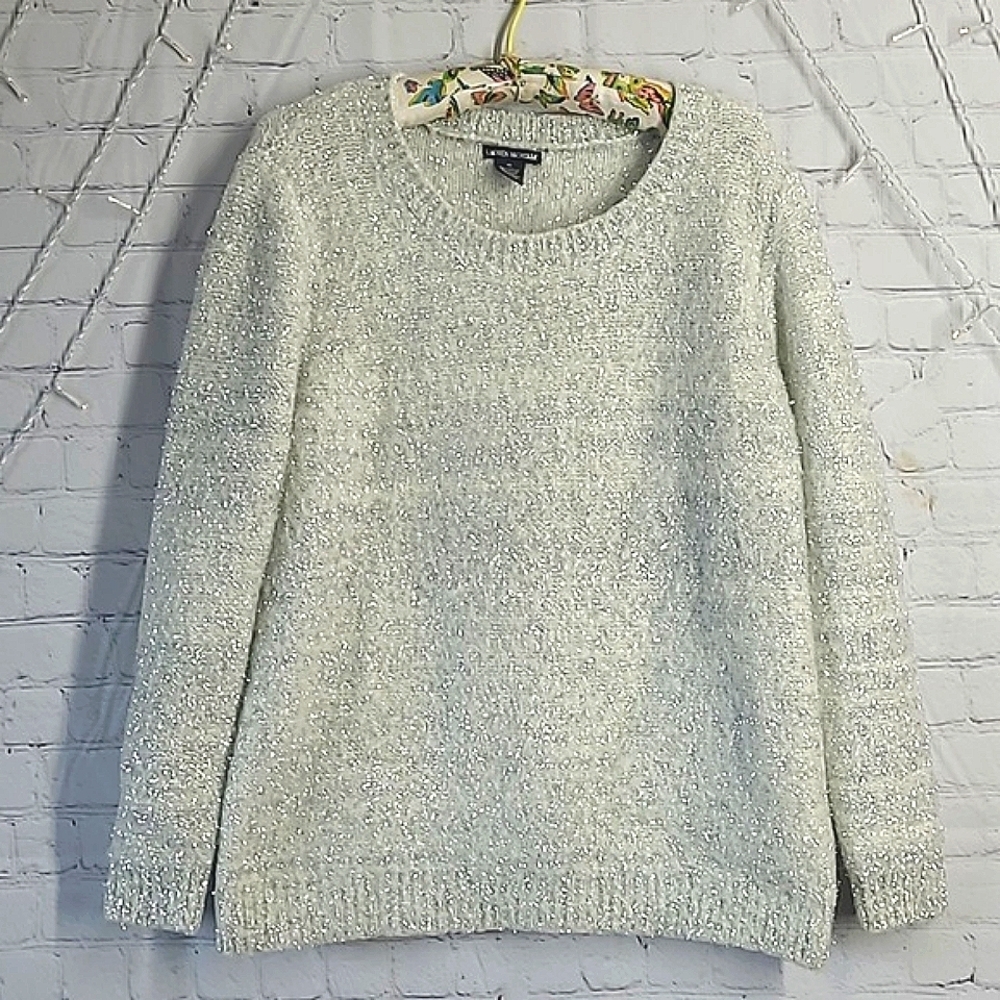 Lauren Michelle Y2k Style Lurex Metallic Fuzzy Sweater Pullover Womens Size Xl